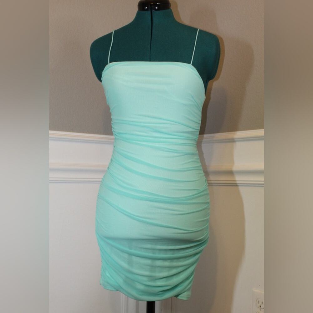 Hello Molly Mint Green Ruched Bodycon Mini Dress Women’s Size 4 NWT